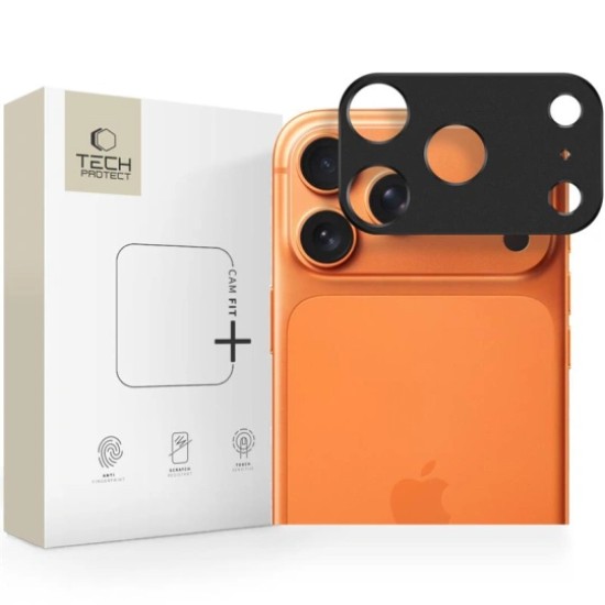 Tech-Protect Camalloy Fit+ camera protector priekš Apple iPhone 17 Pro Max - Melns - metālisks aizmugurējās kameras aizsargs