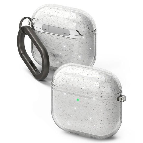 Ringke Glitter Case priekš Apple Airpods Pro 3 - Caurspīdīgs - silikona apvalks bezvadu austiņu lādēšanas ierīcei ar karabīni