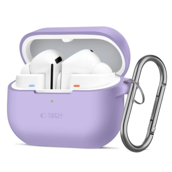 Tech-Protect Silicone Hook Case priekš Samsung Galaxy Buds 3 / 3 Pro - Violets - silikona apvalks bezvadu austiņu lādēšanas ierīcei ar karabīni