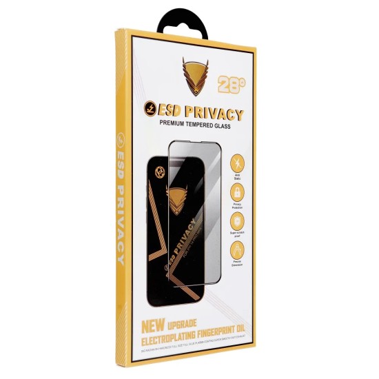 OG Premium Privacy Tempered Glass screen protector priekš Apple iPhone 16 Pro Max - Melns - Ekrāna Aizsargstikls / Bruņota Stikla Aizsargplēve