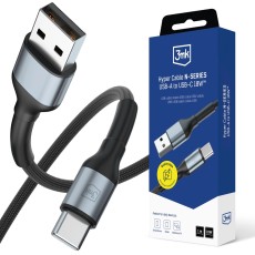 3MK 1M Hyper Cable 18W Fast Charging USB to Type-C Cable - Melns - USB-C lādēšanas un datu kabelis / vads