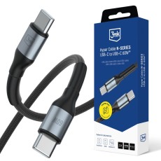 3MK 1M Hyper Cable 100W Fast Charging Type-C to Type-C Cable - Melns - USB-C lādēšanas un datu kabelis / vads