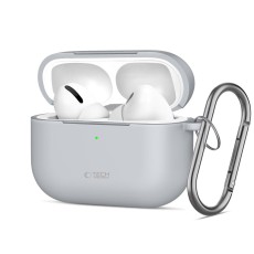 Tech-Protect Silicone Hook Case priekš Apple Airpods Pro 3 - Pelēks - silikona apvalks bezvadu austiņu lādēšanas ierīcei ar karabīni