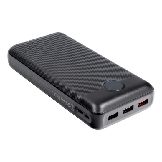 Veger 30000mAh Fast Charging Power Bank QC 3.0 3A / PD 20W 3x USB / 1x USB-C / 1x Micro USB - Melns - Universāla ārējas uzlādes batereja lādētājs-akumulators