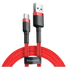 Baseus 1M Cafule 3A USB to Type-C cable - Sarkans - USB-C lādēšanas un datu kabelis / vads