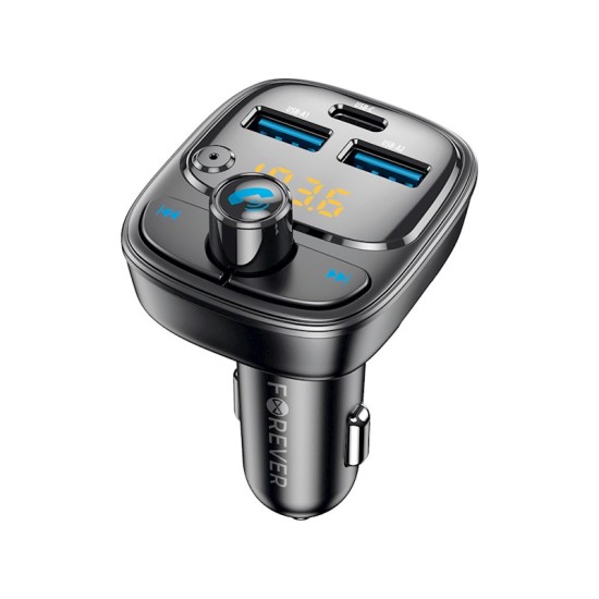 Forever TR-370 Car Kit HandsFree FM Transmitter ar Bluetooth 2x USB / 1x USB-C PD 30W - USB FM Transmiteris un auto lādētājs, MP3 Audio atskaņotājs, automašinas bezvadu brīvroku sistēma