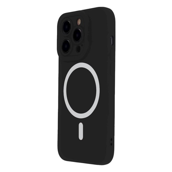 OEM Silicone Soft MagSafe Back Case priekš Apple iPhone 12 - Melns - matēts silikona aizmugures apvalks