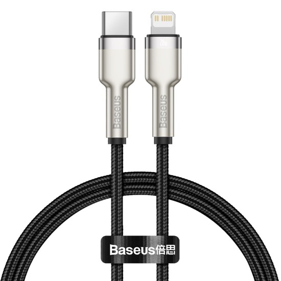 Baseus 2M Cafule Metal PD 20W Fast Charging Type-C to Lightning cable - Melns - Apple iPhone / iPad lādēšanas un datu kabelis / vads