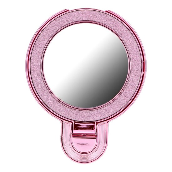 Circle Mirror Stick-on Ring Holder - Rozā - Universālais gredzens-turētājs telefonam ar spoguli