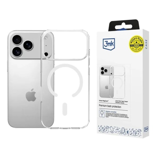 3MK Armor MagSafe Case priekš Apple iPhone 17 Pro - Caurspīdīgs - triecienizturīgs silikona aizmugures apvalks / bampers-vāciņš
