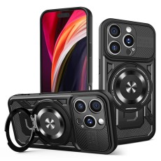 Defender Armor MagSafe Back Case priekš Apple iPhone 16 Pro - Melns - triecieniztirīgs silikona-plastikāta aizmugures apvalks / bampers-vāciņš