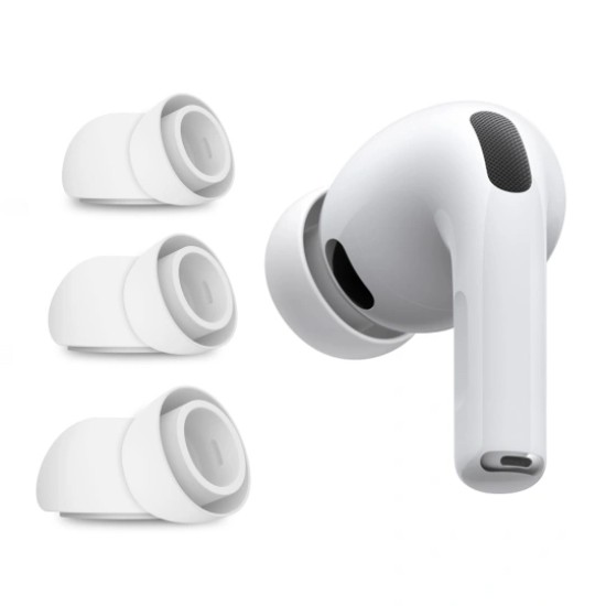 Tech-Protect Austiņu maiņas gumijas ausu spilventiņi priekš Apple Airpods Pro 3 uzgaļi (komplektā 3 izmēri) - Baltie - rubbers for earphones