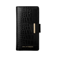 iDeal of Sweden Cora SS22 Wallet Case priekš Apple iPhone 12 / 12 Pro - Jet Black Croco - mākslīgās ādas sāniski atverams maciņš ar bamperu uz magnēta