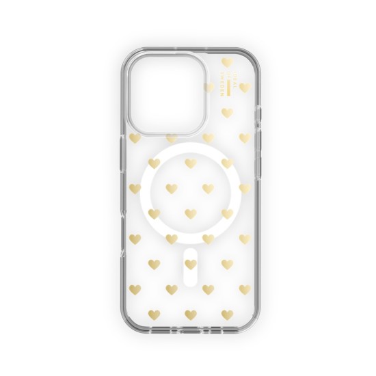 iDeal of Sweden Clear MagSafe Back Case priekš Apple iPhone 16 Pro Max - Golden Hearts - silikona aizmugures apvalks / bampers-vāciņš