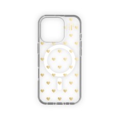 iDeal of Sweden Clear MagSafe Back Case priekš Apple iPhone 15 / 14 / 13 - Golden Hearts - silikona aizmugures apvalks / bampers-vāciņš