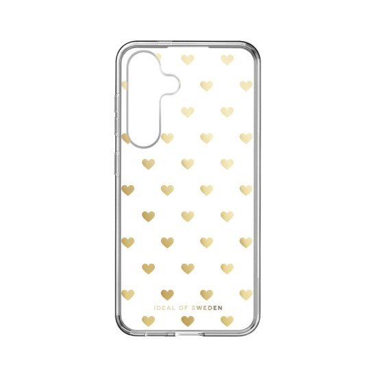 iDeal of Sweden Clear MagSafe Back Case priekš Samsung Galaxy S25 5G S931 / S24 5G S921 - Golden Hearts - silikona aizmugures apvalks / bampers-vāciņš