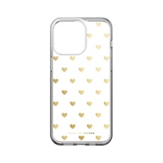 iDeal of Sweden Clear Back Case priekš Apple iPhone 15 Pro Max - Golden Hearts - silikona aizmugures apvalks / bampers-vāciņš