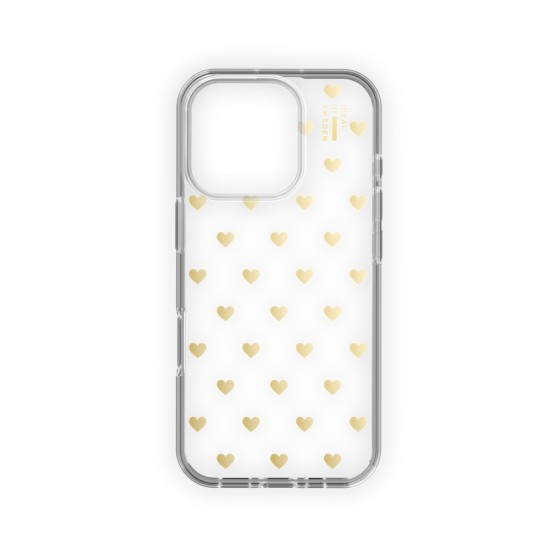 iDeal of Sweden Clear Back Case priekš Apple iPhone 16 Pro Max - Golden Hearts - silikona aizmugures apvalks / bampers-vāciņš