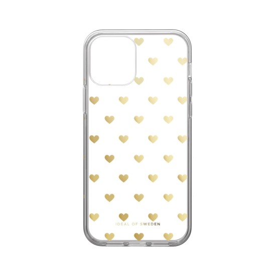iDeal of Sweden Clear Back Case priekš Apple iPhone 12 / 12 Pro - Golden Hearts - silikona aizmugures apvalks / bampers-vāciņš