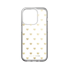 iDeal of Sweden Clear Back Case priekš Apple iPhone 15 Pro - Golden Hearts - silikona aizmugures apvalks / bampers-vāciņš