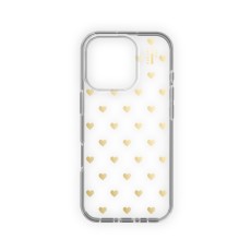 iDeal of Sweden Clear Back Case priekš Apple iPhone 16 Pro - Golden Hearts - silikona aizmugures apvalks / bampers-vāciņš
