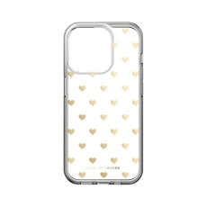 iDeal of Sweden Clear MagSafe Back Case priekš Apple iPhone 15 Pro - Golden Hearts - silikona aizmugures apvalks / bampers-vāciņš