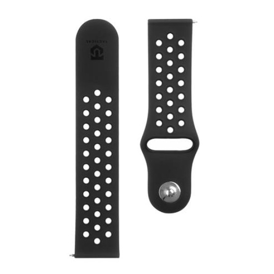 22mm Tactical 234 Double Silicone Watch Band - Melns - silikona siksniņas (jostas) priekš pulksteņiem
