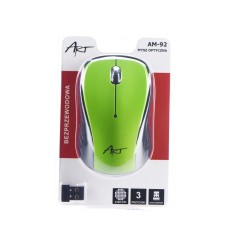 ART (AM-92) Wireless Optical Mouse 2400 DPI (2xAAA Batteries) - Зелёная - Беспроводная мышка для компьютера