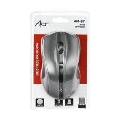 ART (AM-97) Wireless Optical Mouse 2.4G / 1000 DPI (2xAAA Batteries) - Pelēka - Bezvadu datorpele