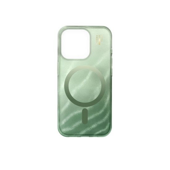 iDeal of Sweden Glitter Glow Back Case with MagSafe priekš Apple iPhone 16 Pro - Sage Green - silikona-plastikāta aizmugures apvalks / bampers-vāciņš