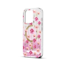 iDeal of Sweden Mirror Back Case with MagSafe priekš Apple iPhone 16 Pro - Rose Blush Floral - silikona-plastikāta aizmugures apvalks / bampers-vāciņš
