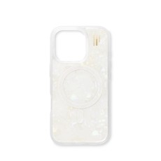 iDeal of Sweden Pearlised MagSafe Back Case priekš Apple iPhone 16 Pro - White - silikona-plastikāta aizmugures apvalks / bampers-vāciņš