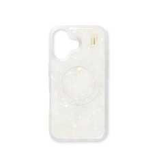 iDeal of Sweden Pearlised MagSafe Back Case priekš Apple iPhone 16 - White - silikona-plastikāta aizmugures apvalks / bampers-vāciņš