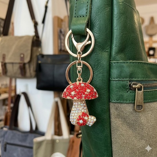 Mushroom Bag Keychain - Sarkans - Piekarināms aksesuārs / Somas piekariņš