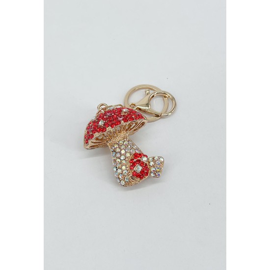 Mushroom Bag Keychain - Sarkans - Piekarināms aksesuārs / Somas piekariņš