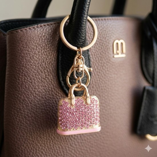 Woman Bag Keychain - Rozā - Piekarināms aksesuārs / Somas piekariņš