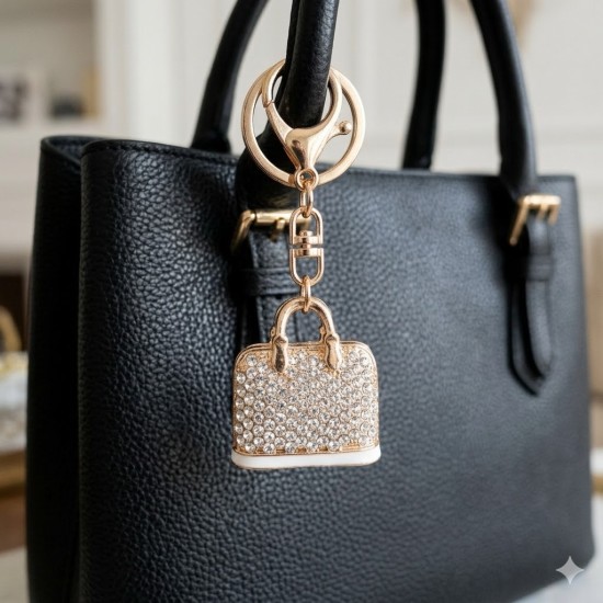 Woman Bag Keychain - Balts - Piekarināms aksesuārs / Somas piekariņš