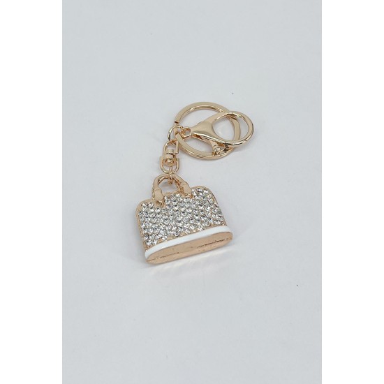 Woman Bag Keychain - Balts - Piekarināms aksesuārs / Somas piekariņš