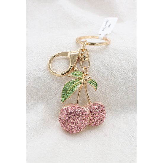 Cherry Bag Keychain - Rozā - Piekarināms aksesuārs / Somas piekariņš