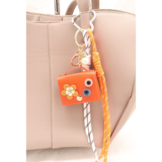 Square Bag Keychain - Oranžs - Piekarināms aksesuārs / Somas piekariņš