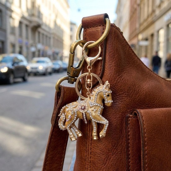 Horse Bag Keychain - Bēšs - Piekarināms aksesuārs / Somas piekariņš