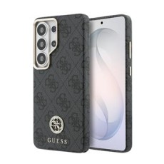 Guess 4G Strass Logo Gold Frame Magnetic Collection Back Case GUHMS26LP4GRMDEK priekš Samsung Galaxy S26 Ultra 5G - Melns - mākslīgās ādas aizmugures apvalks / bampers-vāciņš