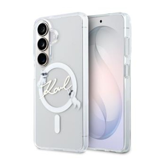 Karl Lagerfeld IML Choupette Karl Script Logo Magnetic series Back Case KLHMS26L5HKSCAH priekš Samsung Galaxy S26 Ultra 5G - Caurspīdīgs - silikona aizmugures apvalks / bampers-vāciņš