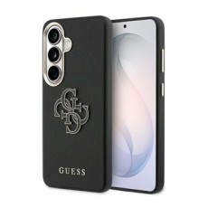 Guess PU 4G Resin Metal Logo Collection Back Case GUHCS26L5PS4RGGK priekš Samsung Galaxy S26 Ultra 5G - Melns - mākslīgās ādas aizmugures apvalks / bampers-vāciņš