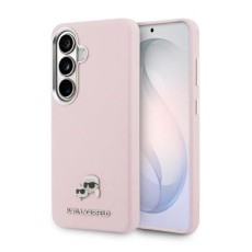 Karl Lagerfeld Grained PU Leather K&CH Heads Magnetic series Back Case KLHMS26L6PFKCLP priekš Samsung Galaxy S26 Ultra 5G - Rozā - silikona aizmugures apvalks / bampers-vāciņš