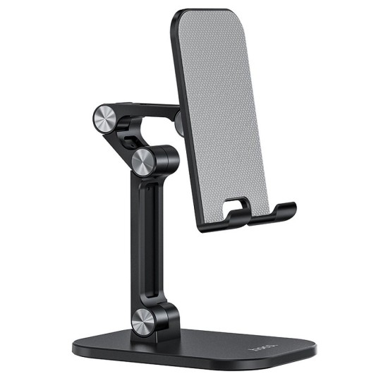 Hoco Universal Dekstop Stand Holder for Phone / Tablet 4.7 - 13 inch - Melns - Universāls galda stends / turētājs telefonam-planšetdatoram
