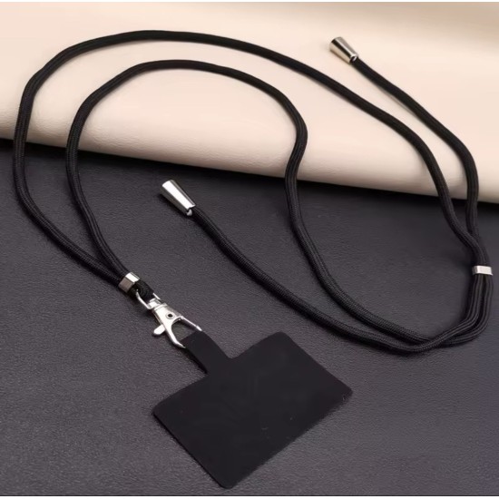 Adjustable Universal Phone Lanyard Crossbody Strap - Melna - Regulējama universāla telefona kakla un pleca siksniņa