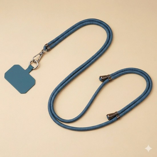 Adjustable Universal Phone Lanyard Crossbody Strap - Pelēkzila - Regulējama universāla telefona kakla un pleca siksniņa