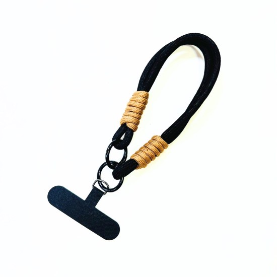 Adjustable Universal Braided Phone Wrist Strap - Чёрный с коричневым - Регулируемый универсальный плетёный ремешок для телефона на руку
