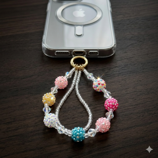 Universal Beaded / Crystal Phone Charm Wrist Strap
- Round Multicolor - Универсальный ремешок для телефона из бисера / кристаллов на руку